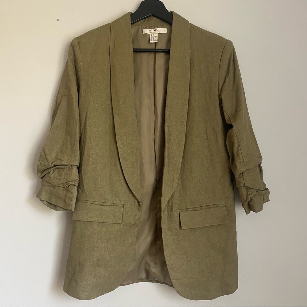 Olive Green Linen Blazer